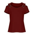 thumbnail image 6 of Jsaierl Cold Shoulder Tops for Women 2025 Summer Hollow Out Eyelet Short Sleeve T Shirts Going Out Blouses Ladies Tunic, 6 of 7
