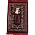 thumbnail image 3 of Modefa Turkish Islamic Velvet Prayer Rug - Thick & Wide Soft Praying Carpet for Men & Women - Large Prayer Mat - Eid & Ramadan Gift - with Kufi Cap, Beads & Car Hanger - Double Plush (KB Red), 3 of 5