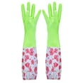 thumbnail image 2 of 1 Pair of Sleeves,A Pair of Waterproof Sleeves Green A,Rubber Cleaning Household Flock Gloves Latex Cuff Water Proof Medium Dishwashing Gloves Long Kitchen，Dining & Bar, 2 of 5