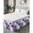 thumbnail image 4 of Abstract Gray Bed Skirt King Size 18 Inch Drop, Purple Mottled Graffiti Color Block Modern Art Wrap Around Dust Ruffle Bedskirts, Wrinkle & Fade Resistant Easy Fit Bedskirt with Adjustable Elastic, 4 of 8