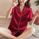 thumbnail image 1 of Women Short Sleeve Silk Satin Pyjamas Shorts Set Nightwear, 1 of 2