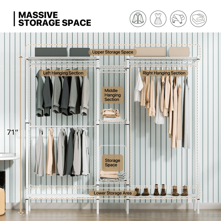MoNiBloom Heavy Duty Clothes Rack, L Shaped Corner Wardrobe