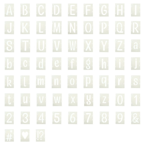 Uxcell 1" Letter Number Stencils, 66Pcs Square Interlock Reusable Letter and Number Stencil Templates for Painting on Wall Wood Fabric Signage, Uppercase & Lowercase Letter Styles