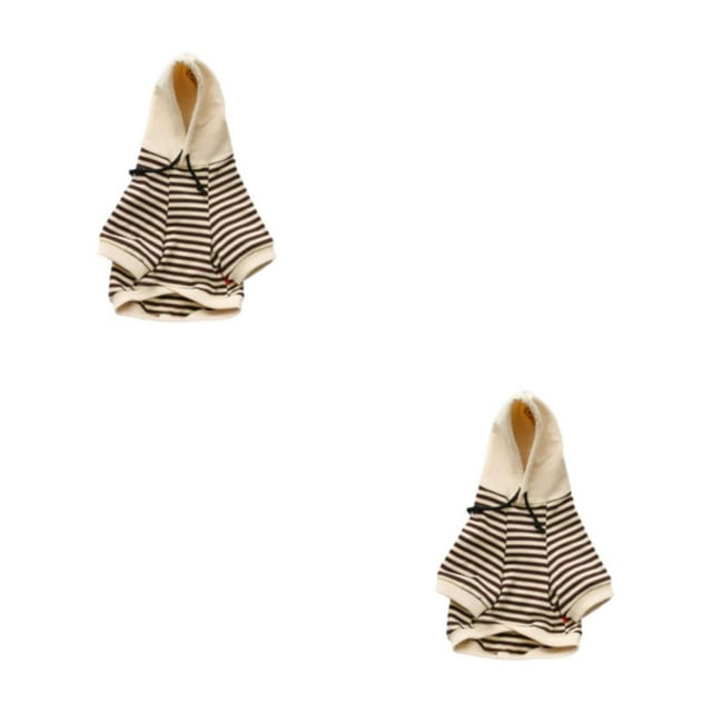Youkk Pet Clothes For Dogs Apposite Size Comfortable And Convenient Warm Khaki stripe S 2Set