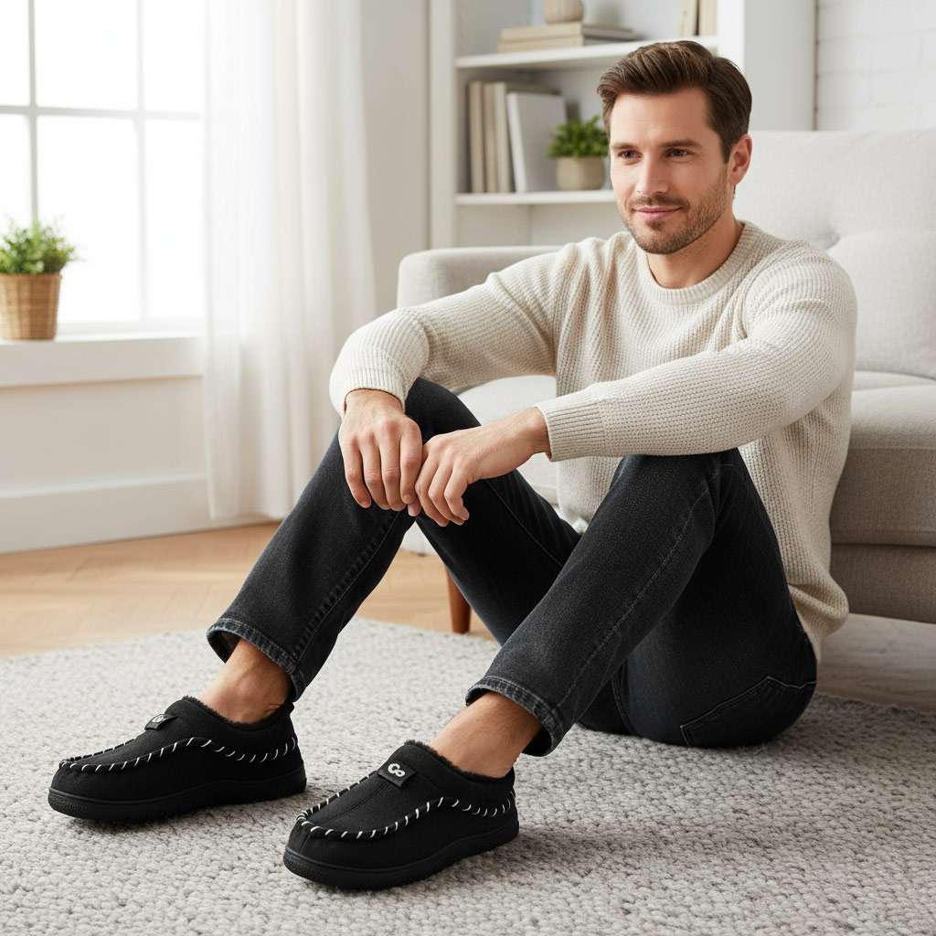 Ecetana Men's Memory Foam Fuzzy House Slippers photo 7