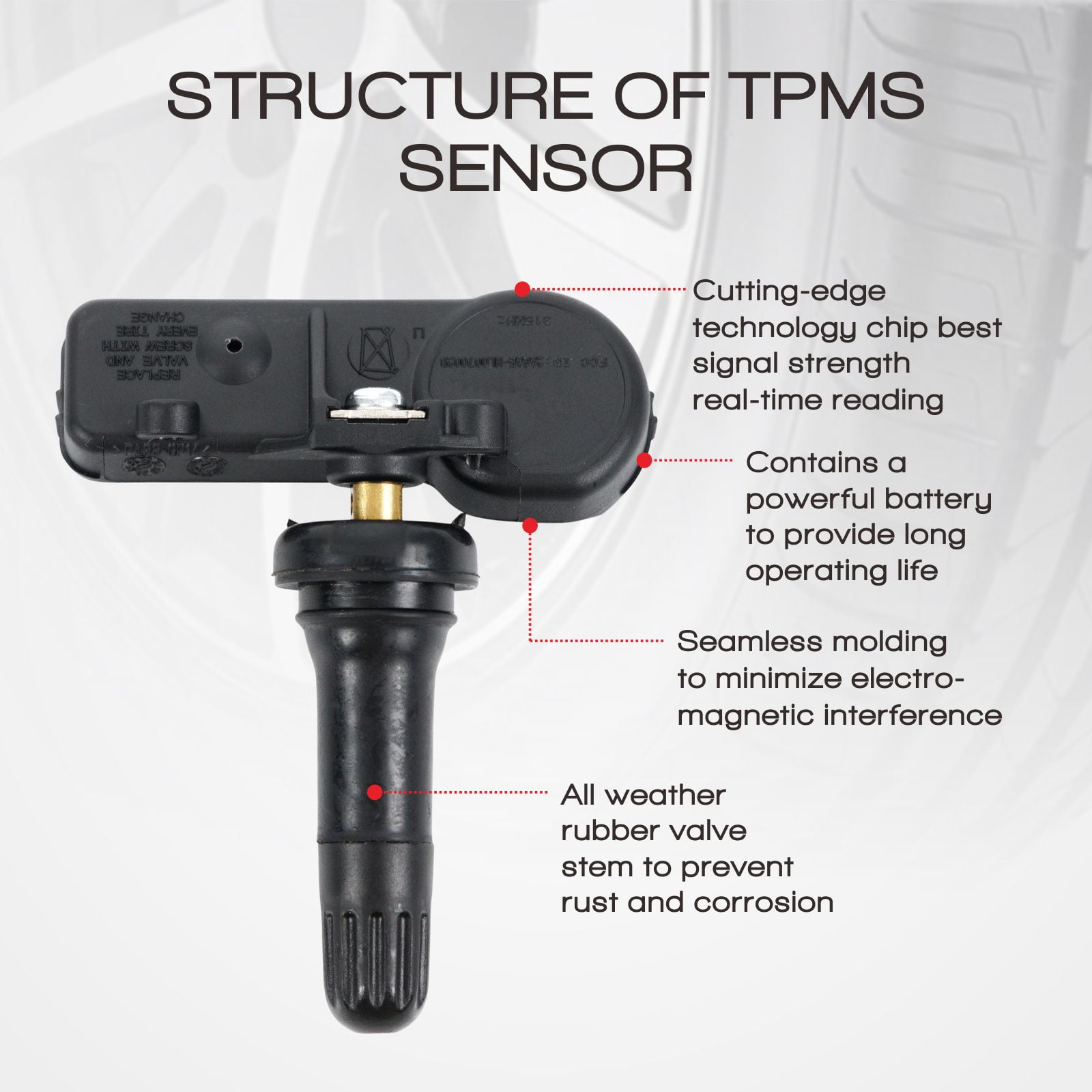 MOCA AUTOPARTS 4Pcs TPMS Tire Pressure Monitoring System Sensor Fit for 2009-2016 Buick Enclave & 2007-2013 Chevrolet Silverado 1500