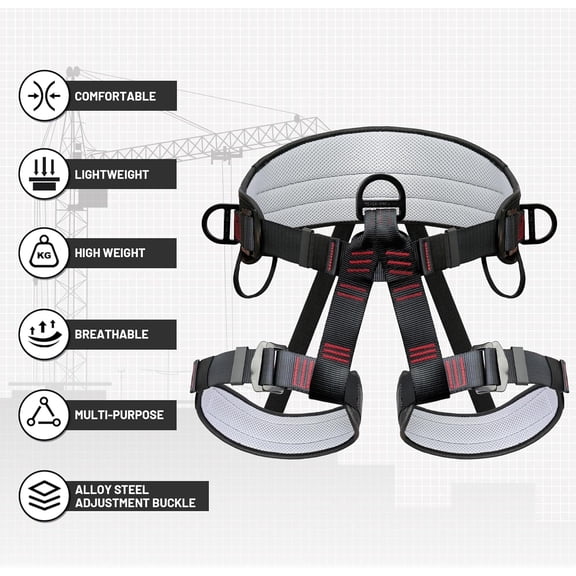 Climbing Belts, Thicken Professional Half Body Safety Belt Climbing Gear for Tree Climbing, Fire Rescue, Roofing