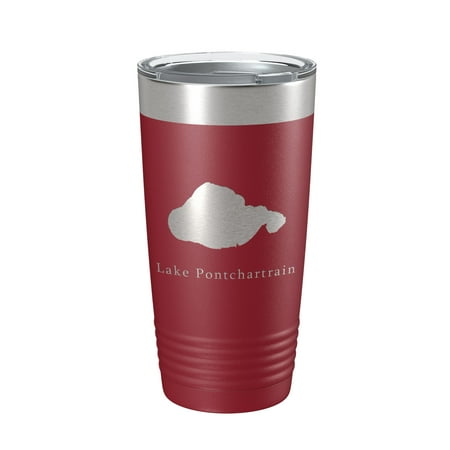 

Lake Pontchartrain Map Tumbler Travel Mug Insulated Laser Engraved Coffee Cup New Orleans Louisiana 20 oz Maroon