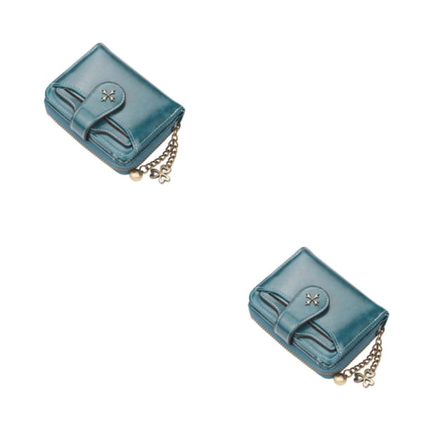 Minnieouse Cartera de moda para mujer, monedero de gran capacidad con cremallera, monedero multifunción, tarjetero, bolsillo con ranura Interior Azul 2piezas