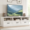 thumbnail image 1 of 70-pulgada mid-century moderno mesa de TV para 75-pulgada tvs - blanca entertainment center con almacenamiento cajón y abiertos estantes para sala de estar, 1 of 7