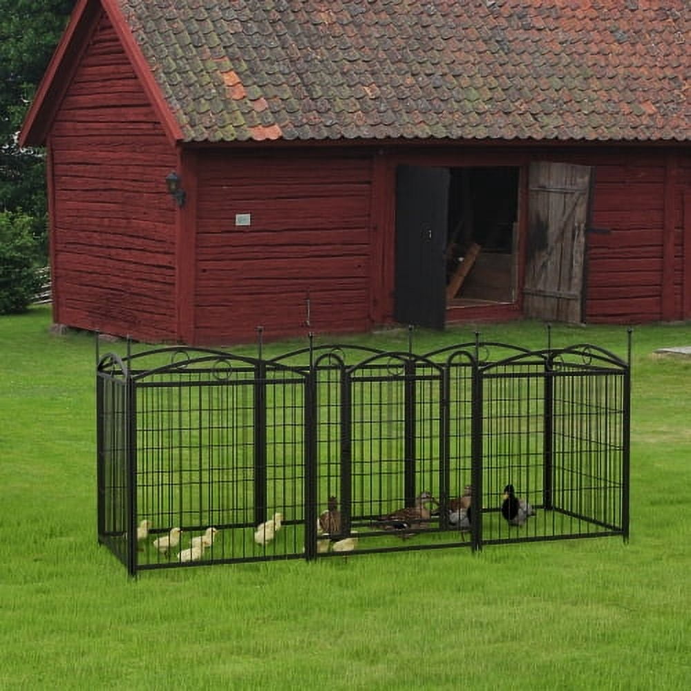 8 Panel Metal Pet Playpen - 32 Inch High Foldable Dog Fence, Rust-Proof, DIY Shape, Outdoor Indoor Play Yard, Black
