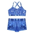 thumbnail image 3 of ZDHoor Girls Activewear 2 Piece Sequins Tank Top & Shorts Set Gymnastics Ballet Dance Wear Light_Blue 12-14, 3 of 6