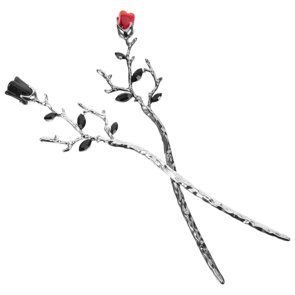 BESTOYARD 2pcs Simple Bun Hair Stick Rose Flower Hair Stick Findings Alloy for Women Party