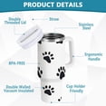 thumbnail image 2 of Yayeee 40oz Stainless Steel Tumbler with Straw and Handle Double-Wall Insulated Travel Water Bottle, Black Cartoon Cat Paw, 2 of 8