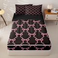 thumbnail image 2 of Homewish Black Pink Bowknot Kid Zipper Twin Comforter Sets with Fitted Sheet and 2 Pillowcases, Kawaii Cartoon Ribbon Zipper Bedding Set, Black Reversible, 4pcs, 2 of 6
