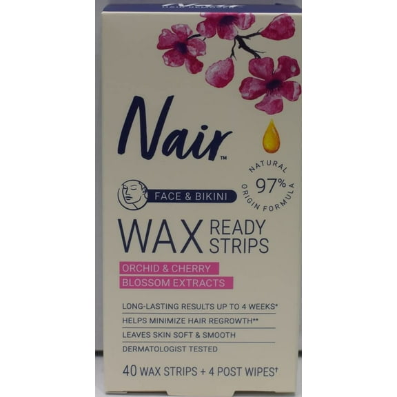 Nair Hair Remover Wax Ready-Strips 40 Count Face/Bikini (2 Pack) C3