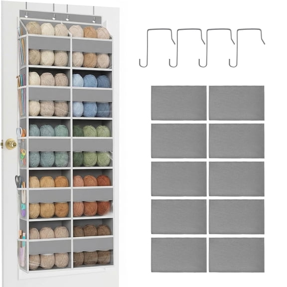 Behome 5-Shelf Heavy Duty Over the Door Organizer, Behind the Door Storage with 10 Big Front & 10 Mesh Pockets, 100lb Weight Capacity, for Closet, Diaper Organizer, Room storage