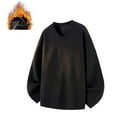 thumbnail image 2 of Miluxas Men V Neck Casual Sweatshirt Long Sleeve Loose Fit Fleece Lined Pullover Fashion thermal Base Layer Tees Comfy Shirt Black, 2 of 5