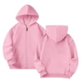 thumbnail image 5 of Hoodies for Teen Girls Zip Up Cute Hoodies Fall Jacket OverSized Casual Sweatshirts with Pocket (APink,5-6 Years), 5 of 6