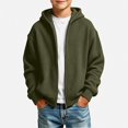 thumbnail image 2 of HAOTAGS Boys Zip Up Hoodie (3-14) Warm Zipper Long Sleeve Casual Hooded Jacket Army Green Size 5T, 2 of 8
