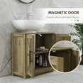 thumbnail image 6 of HOMCOM Farmhouse Pedestal Sink Storage Cabinet, Freestanding Bathroom Sink Cabinet with 2 Barn Doors and Adjustable Shelf, Distressed Light Gray, 6 of 9