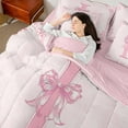 thumbnail image 4 of Castle Fairy Monogrammed Letter 7pcs Bedding Comforter Set,Chic Flower Queen Bedding Sets Super Cozy,Kawaii Bow Queen Sheet Sets,Microfiber Girls Bedroom Decor,Reversible, 4 of 8