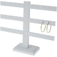 thumbnail image 2 of Plymor White Faux Leather Triple T-Bar, Twelve Pair Earring Display Stand, 10.25" W x 8.5" H (Pack of 2), 2 of 2