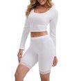 thumbnail image 4 of INSPIRE CHIC Women's Lace Trim Medium Length Control Panties Elastic Lightweight Soft Solid Slimming Shorts L White, 4 of 6