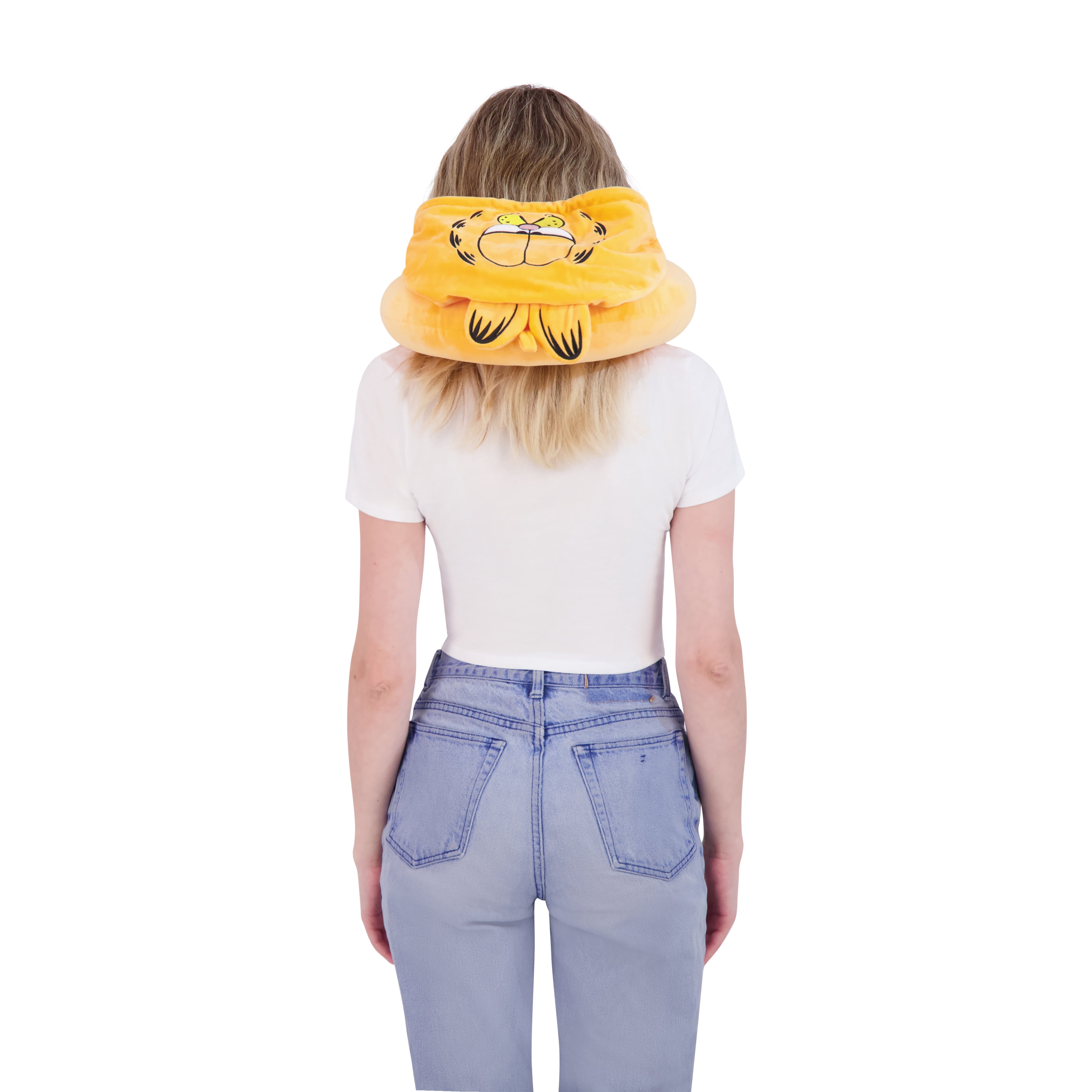 Garfield Hooded Neck Pillow, Memory Foam Travel Accessories for Airplane, Car, and Office, Comfortable and Breathable, Orange