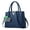 Dark Blue, variant on Women's Large Capacity Zipper Leather Messenger Bag Tote Shoulder Bag With Pompom Solid Color Top Handle Bags