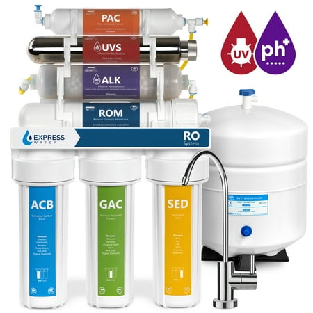 Kent Marine Reverse Osmosis Express Water Alkaline Ultraviolet Reverse Osmosis Water Filtration System - 11 Stage RO UV Mineralizing Alkaline Purifier with Faucet and Tank - Under Sink Filter Mineral, pH + Antioxidant - 100 GPD ()