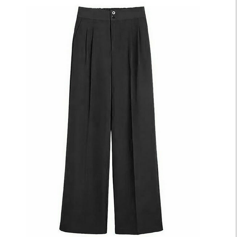 RYRJJ Women's Casual Wide Leg Pants High Waisted Button Down