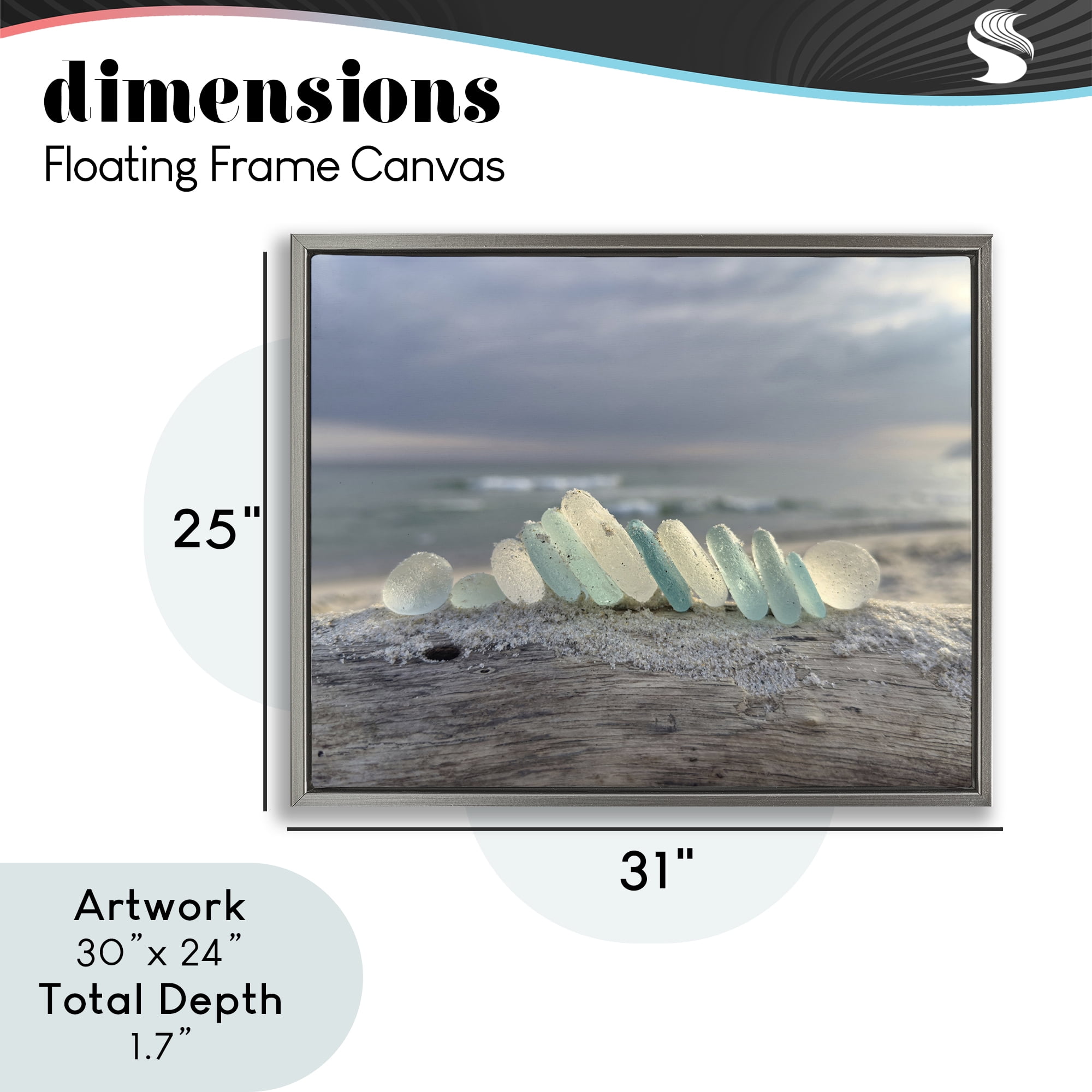 Stupell Industries Sea Glass On Driftwood Gray Framed Floater Canvas Wall Art, design by LMarie Allen