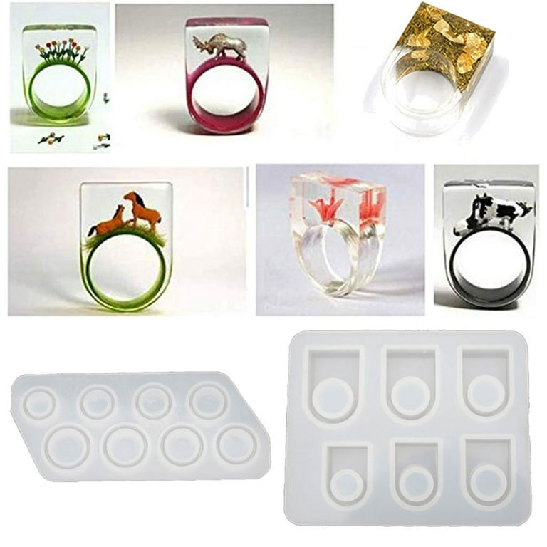 3Pcs Assorted Shape Ring Silicone Mold Jewelry Resin Casting Mold US 8  Shape 