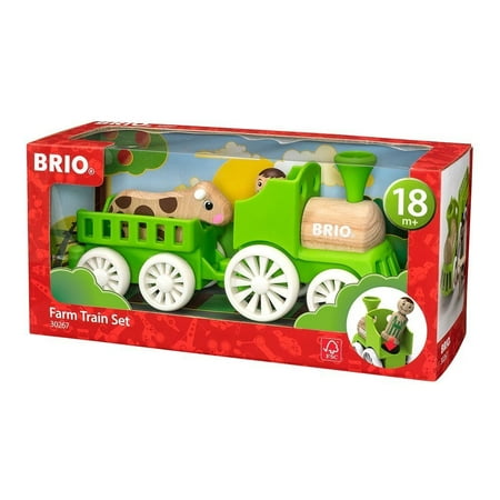BRIO 4 Piece Farm Train Set for Toddler with Conductor and