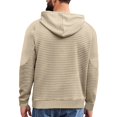 thumbnail image 4 of Men's Casual Jacquard Plaid Hooded Sweatshirt, Lightweight Pullover Shirt with Large Front Pockets, Long Sleeve Fall Spring Basic Layering Piece,Khaki,M, 4 of 6