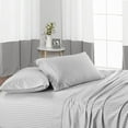 thumbnail image 4 of 100% Egyptian Cotton Bed Sheets Set with 12" Inch Deep Pocket - Soft & Cooling Sheets - 4 Piece Sheets & Pillowcases - 400 Thread Count Luxury Bedding - Light Grey Stripe, Twin Size., 4 of 7