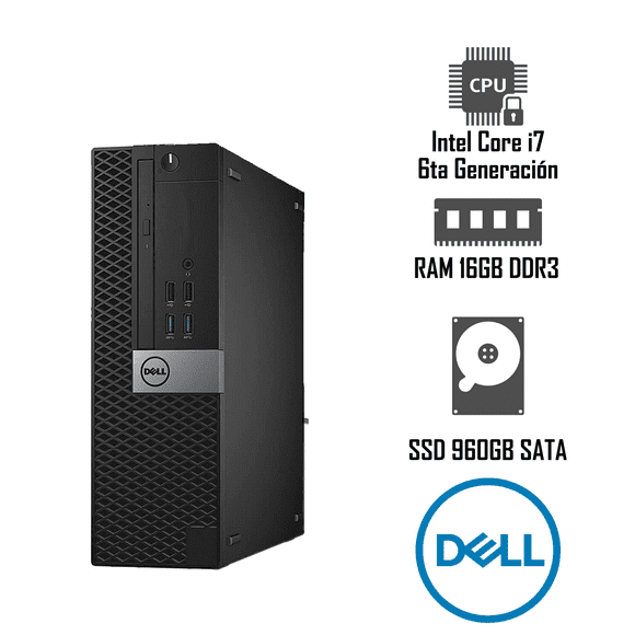 Desktop CPU DELL Optiplex Intel Core i7 RAM 16GB SSD 960GB (Reacondicionado)