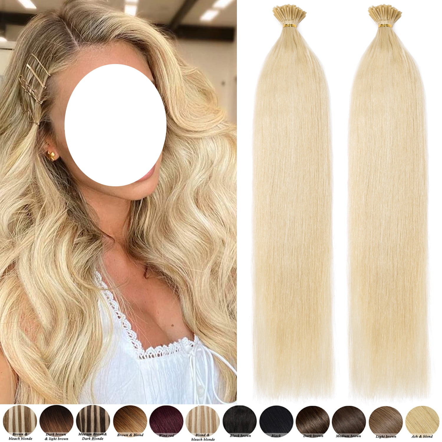 18 Inch Human Hair Extensions 50G K Tip Keratin Bond Pre Bonded Amazon.com : MY-LADY K Tip Hair Extensions Real Human Hair  main image 4