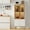 White body, variant on 55" Freestanding Kitchen Cabinet with Glass Doors | Features 2 Adjustable Shelves & 2 Fluted Drawers for Home or Office