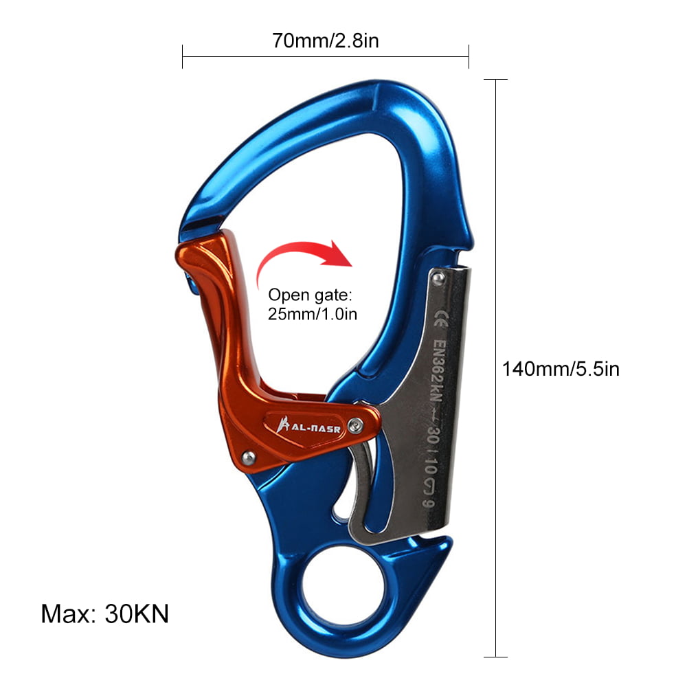 30KN Aluminum Screw Climbing Carabiner Locking Pre-sewn Eye-to-eye Prusik Cord