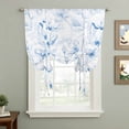 thumbnail image 2 of Blue Flower Balloon Curtains for Living Room/French Door, Watercolor Floral Botanical Line Drawing Print Tie Up Curtains 63 Inch Length Energy Saving Kitchen Curtains Shades for Windows 42"x63", 2 of 8