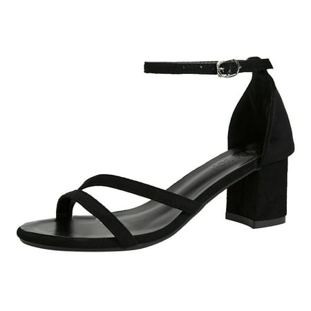 

Sandals Women Comfortable Cute Summer Fashion Open Toe Breathable Elegant Lady High Heels Solid Color Suede Thick Heel Buckle One Line Strap Sandals Shoes For Women Sandals Dressy