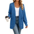 thumbnail image 3 of Fall Cardigans For Women Women Fashion Casual Solid Color Pocket Cardigan Long Length Long Sleeve Top Coat Navy XL, 3 of 8