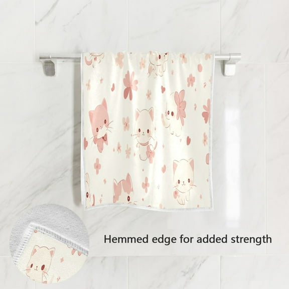 BZSMCE Bath Towel 30 X 15 in Soft Towel Cute Cat Blossom Pattern Design Pattern