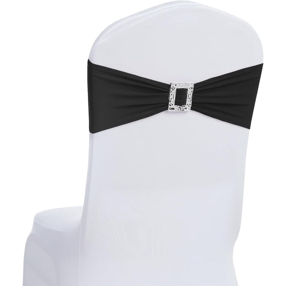 30 Pack Spandex Chair Sashes Bows Stretch Chair Cover Band with Buckle Slider Universal Elastic Chair Ties for Wedding Banquet Party Event Decoration