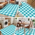 thumbnail image 6 of Rectangle Area Rug 4x6ft,Teal Blue White Plaid Lattice Washable Carpet Non-Slip Runner Accent Rugs Indoor Floor Mat for Bedroom Living Room Decor,Abstract Gradient Line, 6 of 9