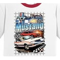 thumbnail image 2 of Mens Ford Mustang Untamed American Spirit 100% Cotton Ringer Tee Shirt, XL White/Navy, 2 of 5