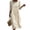 Beige, variant on Women's Floral Embroidered Casual Midi Dress Three Quarter Sleeve Round Neck Soft Breathable Loose Fit Bohemian Smock Pull on Plus Size Summer Vacation Dress