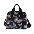 thumbnail image 2 of Insulated Crossbody Lunch Bag 10L Lunch Tote with Adjustable Shoulder Strap for Work Office Picnic Pink and Cyan Butterflies, 2 of 6